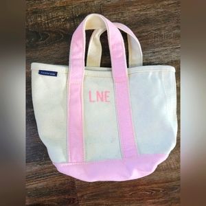 Tiny monogrammed Lands End Cotton Tote Bag Pink "LNE"